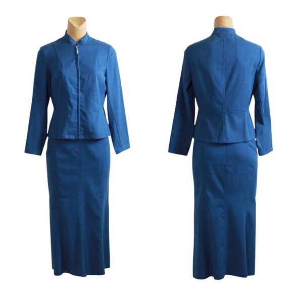 cleo Jackets & Blazers - Cleo Blue Skirt Blazer Suit Set